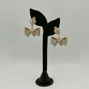 Vintage 80’s/90’s Valentino Bow clip on earrings,faux pearl & rhinestones